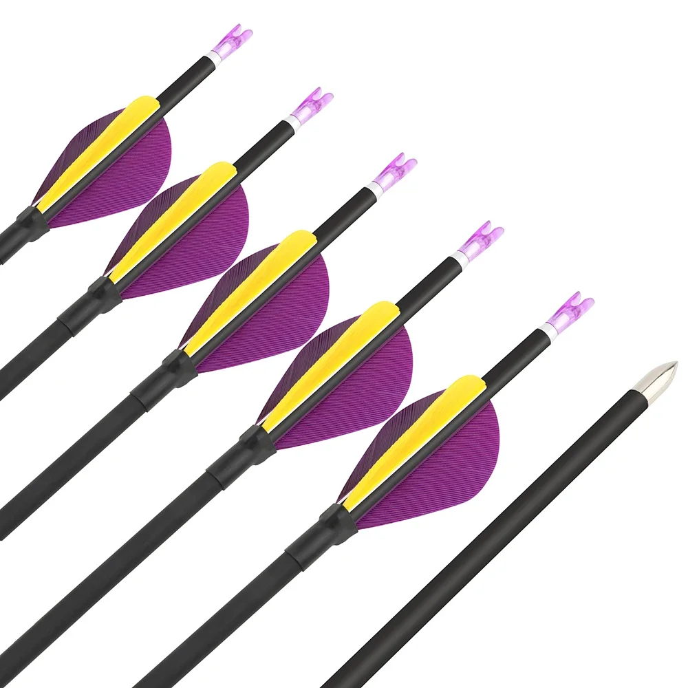 12pcs Archery Pure Carbon Arrows Water-drop Turkey Feather ID 4.2mm Spine 700/800/900/1000 for Bow Shooting Hunting Training